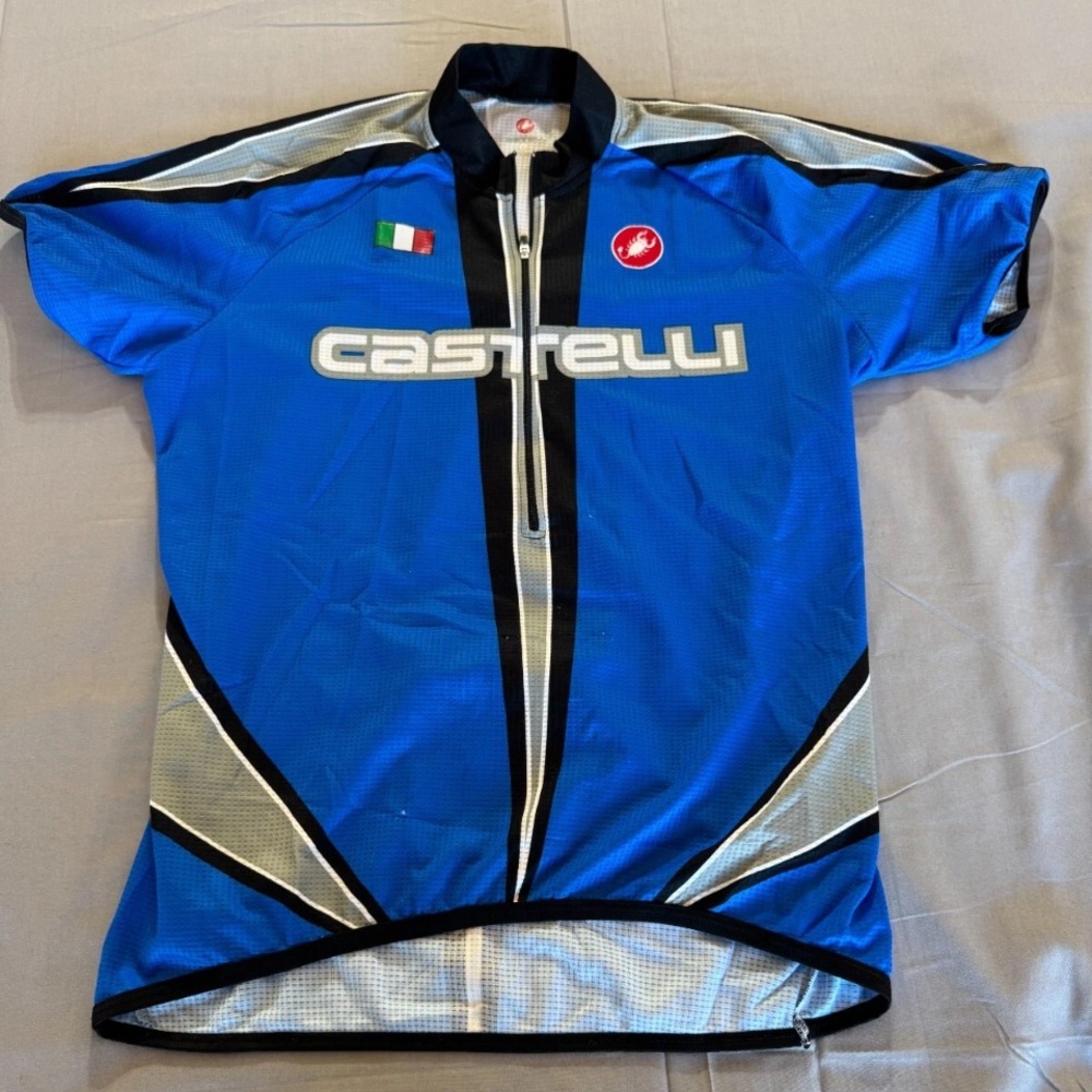 Castelli Cycling Jersey w/ Italian Flag Patch. Size Large but fits very Small.